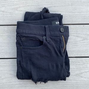 Express | Mid-Rise Black Ripped Jeans